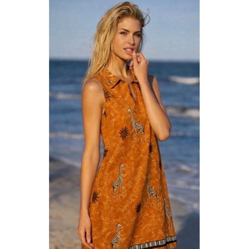 Dee Dee's Dress Size 2X Maxi Giraffe Print 100% Rayon Sleeveless